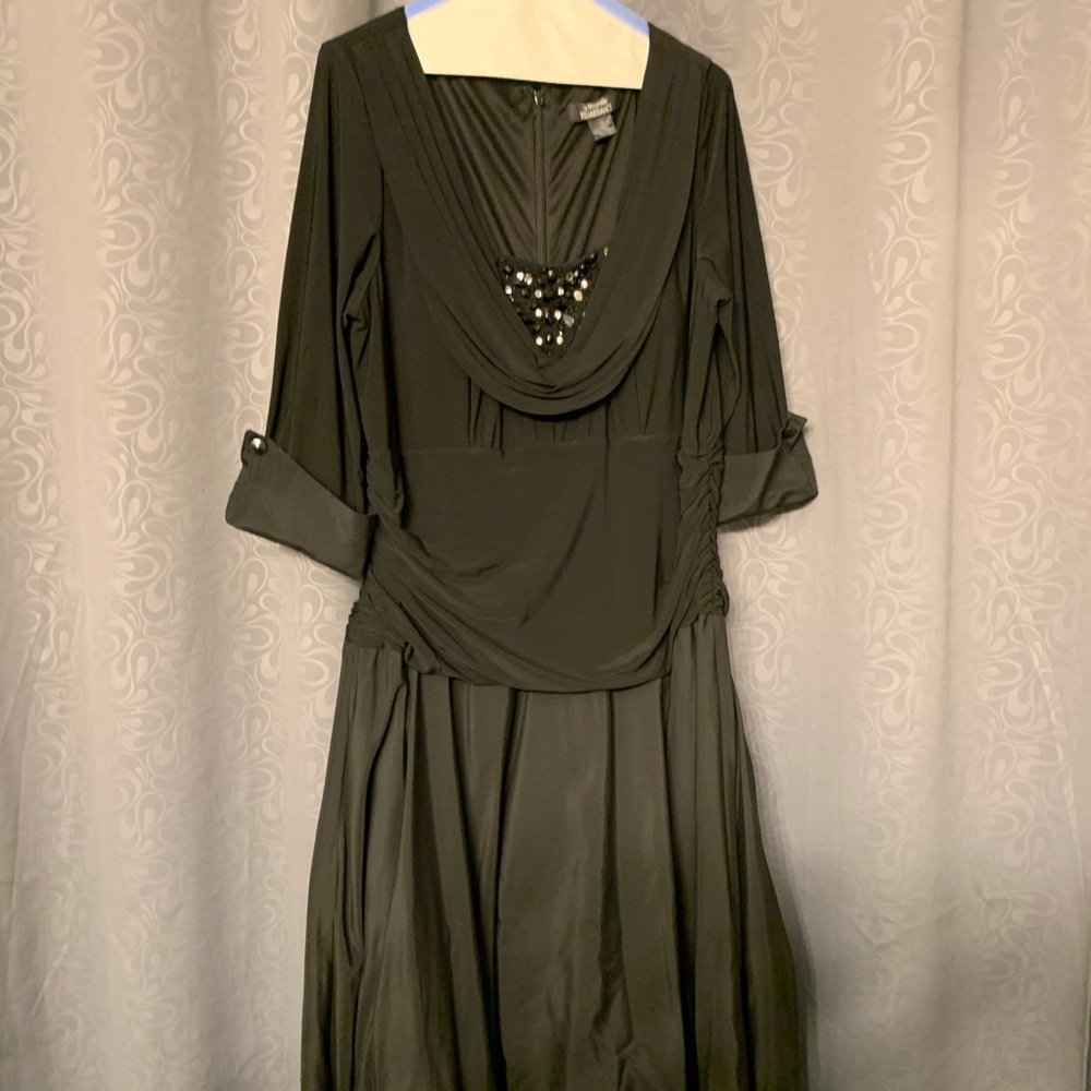Classic black party dress with a bejeweled bodice